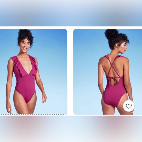 Women's Plunge Flounce Neckline One Piece Swimsuit - Shade & Shore™ - Picture 4 of 5